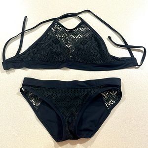 AdoreMe Women’s Medium 2piece black lace swimsuit.